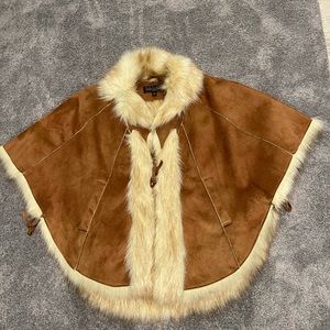 Fabulous Furs “faux fur” and suede poncho SZ:O/S